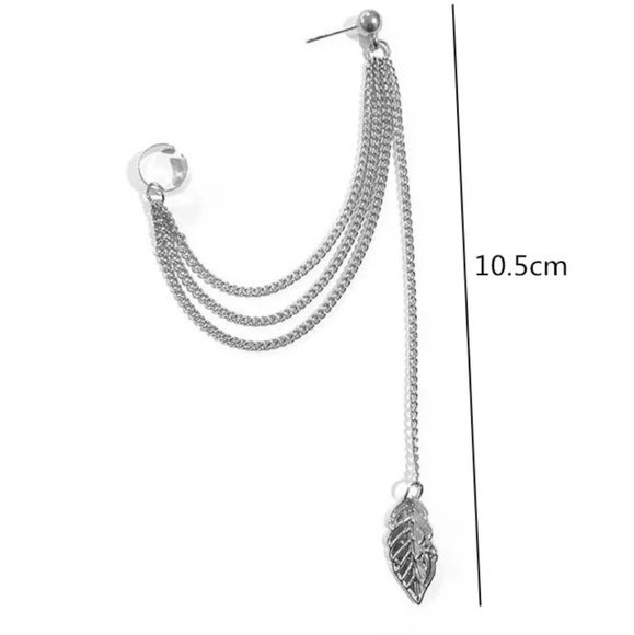 ☆Cindy☆ Feather Chain and Cuff Earring - Picture 4 of 4